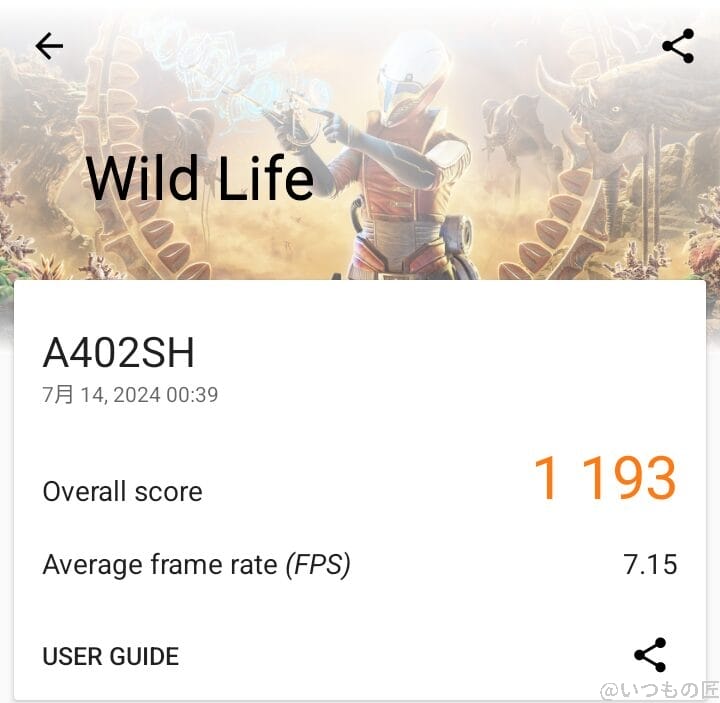 AQUOS wish4 ベンチマーク 3D MarkのWild Lifeのスコア