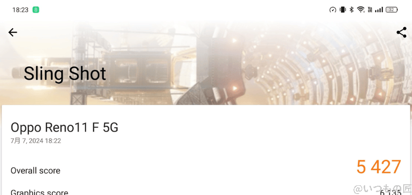 OPPO Reno11 A ベンチマーク Sling Shotのスコアは、5,427