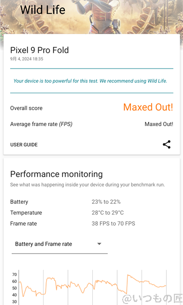 Google Pixel 9 Pro Fold AnTuTu ベンチマーク 3D MarkのWild Lifeのスコア