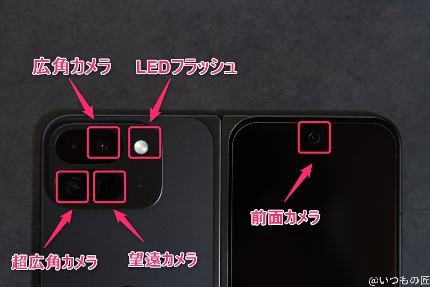 Google Pixel 9 Pro Fold カメラ Google Pixel 9 Pro Fold の背面カメラのイメージ図