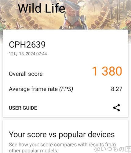 OPPO A3 5G ベンチマーク 3D MarkのWild Lifeのスコア