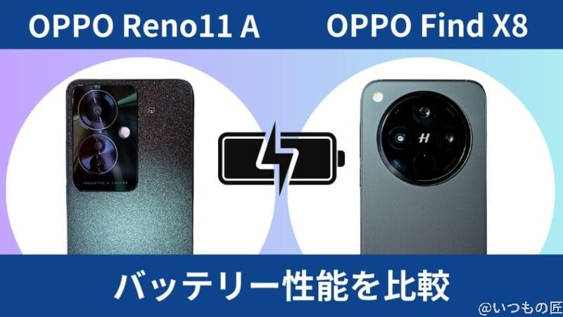 oppo reno11 aとoppo find x8のバッテリー性能を比較 | モバイル比較レビュー.jp OPPO Reno11 AとOPPO Find X8のバッテリー性能を比較