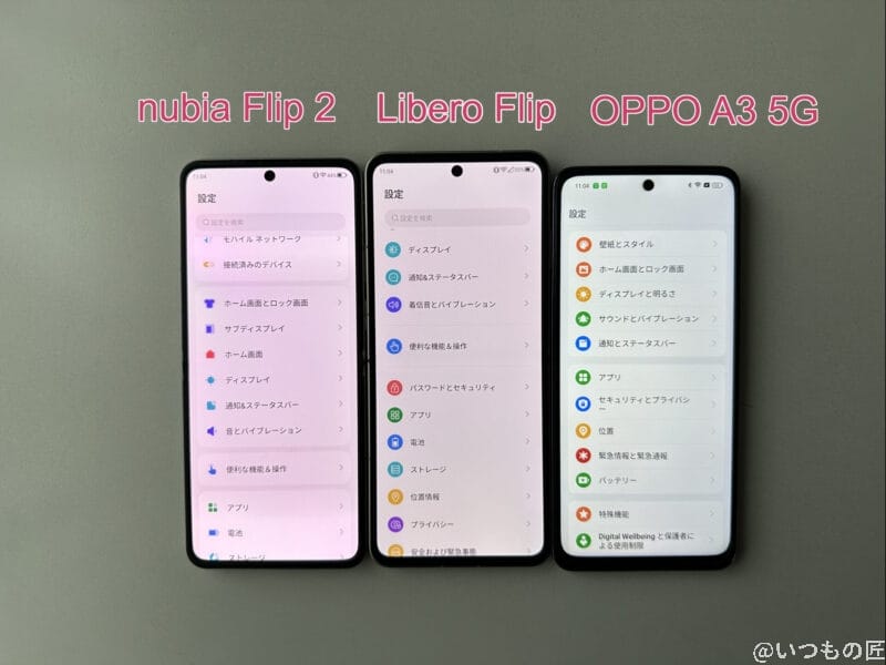 nubia flip 2のディスプレイの明るさを比較 | モバイル比較レビュー.jp nubia Flip 2 レビュー nubia Flip 2のディスプレイの明るさを比較