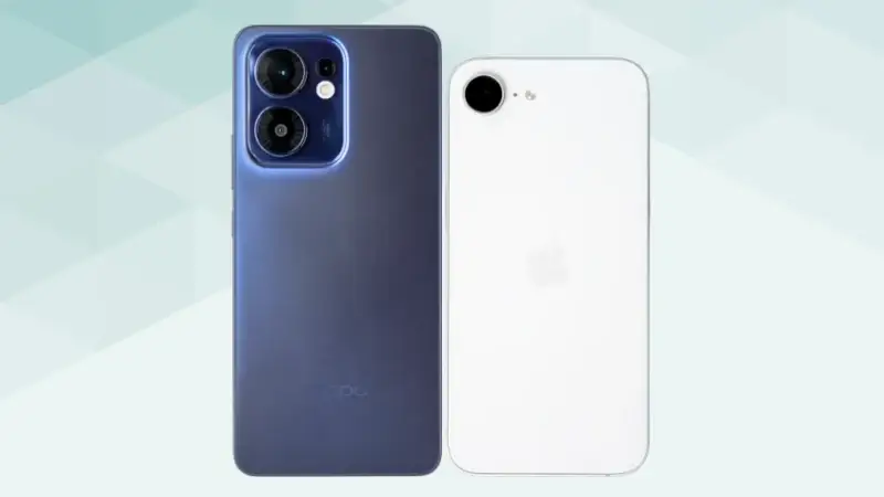 OPPO Reno13 AとiPhone16eの比較 背面デザイン