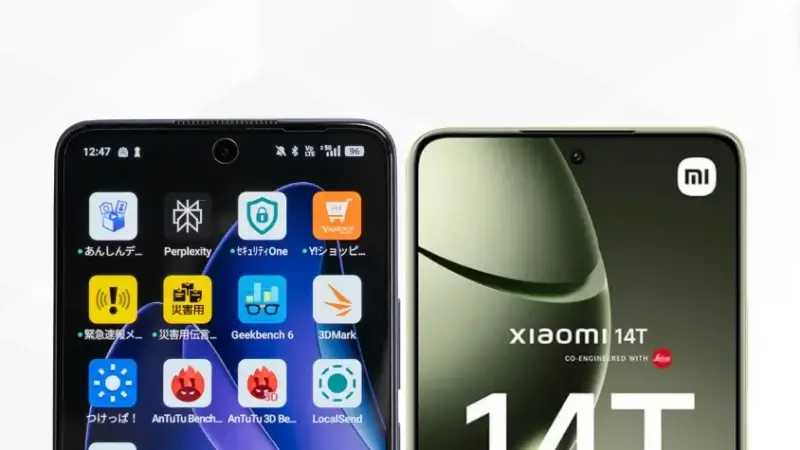 OPPO Reno13 AとXiaomi 14Tの比較 正面デザイン