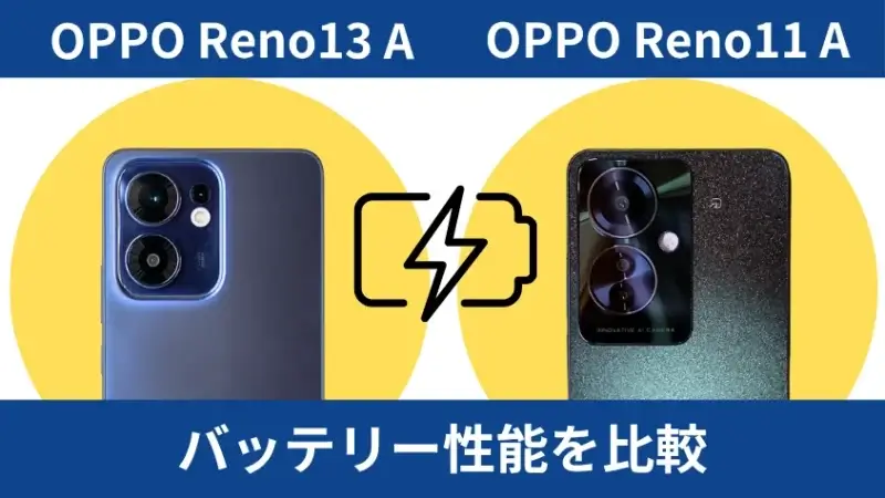 oppo reno13 aとoppo reno11 aのバッテリー性能を比較 | モバイル比較レビュー.jp OPPO Reno13 AとOPPO Reno11 Aのバッテリー性能を比較