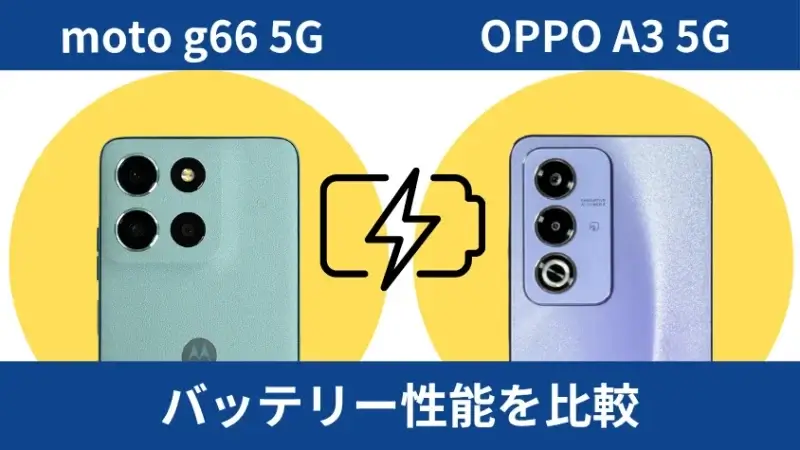moto g66 5GとOPPO A3 5Gのバッテリー性能を比較