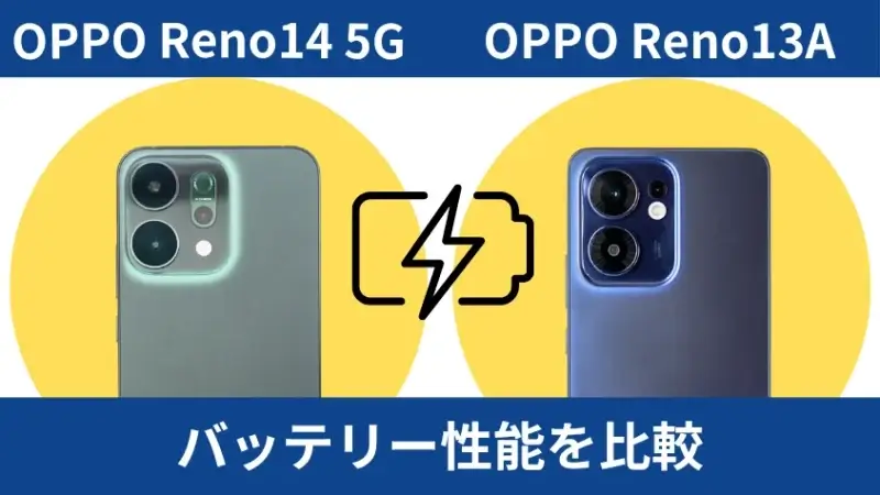 oppo reno14 5gとoppo reno13 aのバッテリー性能を比較 | モバイル比較レビュー.jp OPPO Reno14 5GとOPPO Reno13 Aのバッテリー性能を比較