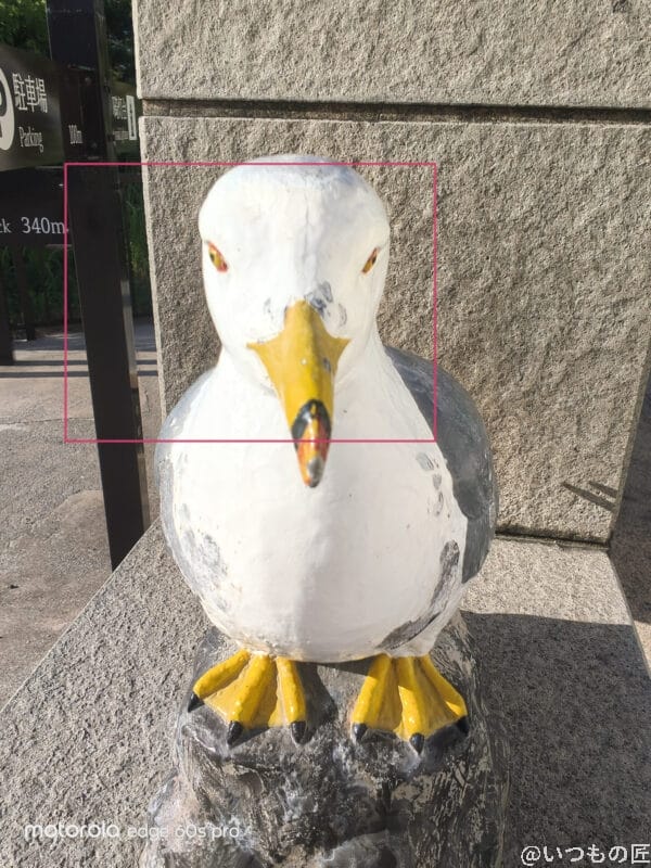 motorola edge 60s pro カメラ 道端に設置された鳥のモニュメント