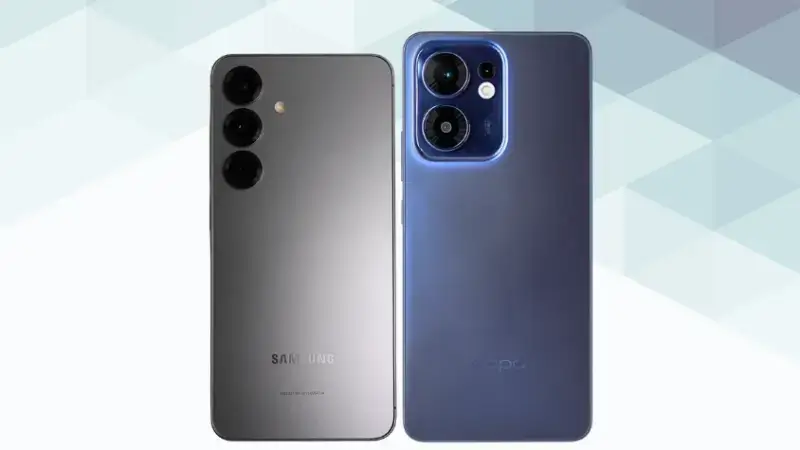 Galaxy S25とOPPO Reno13 Aの比較 背面デザイン イメージ画像