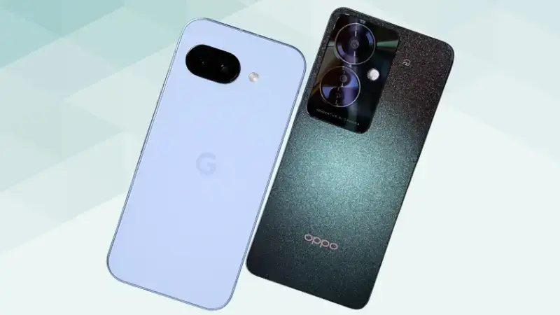 Google Pixel 9aとOPPO Reno11 Aの比較 比較 背面デザイン 斜め
