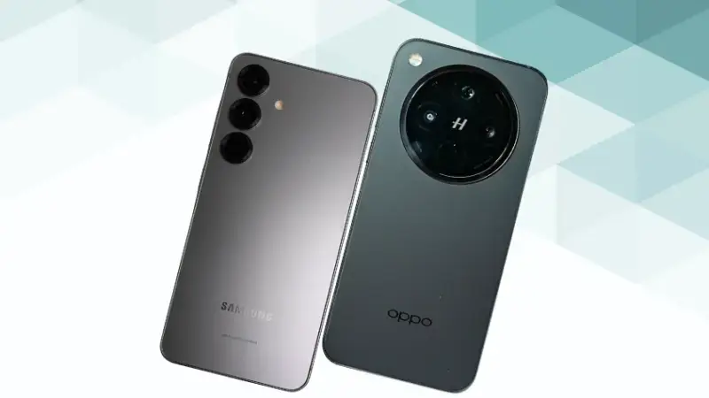 Galaxy S25とOPPO Find X8の比較 背面デザイン 斜め