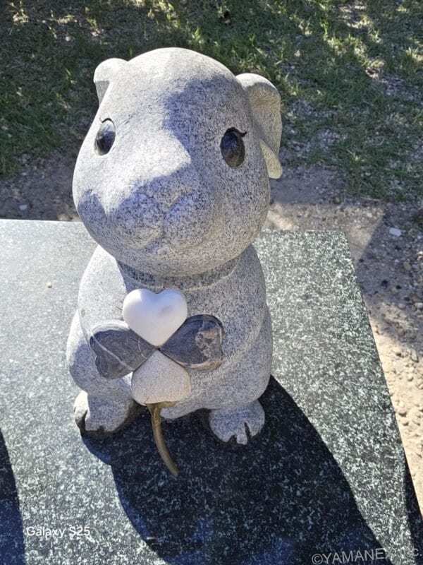Galaxy S26 カメラ 像の石像をフロントカメラで撮影した一枚