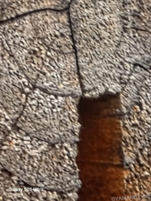 Galaxy S26 Ultra カメラ 丸太の年輪をズーム撮影