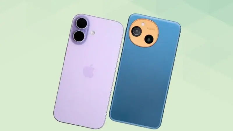 iPhone17とAQUOS sense10を比較して違いを解説|どっちを買うべき? 4 iPhone17とAQUOS sense10の比較 背面デザイン 斜め