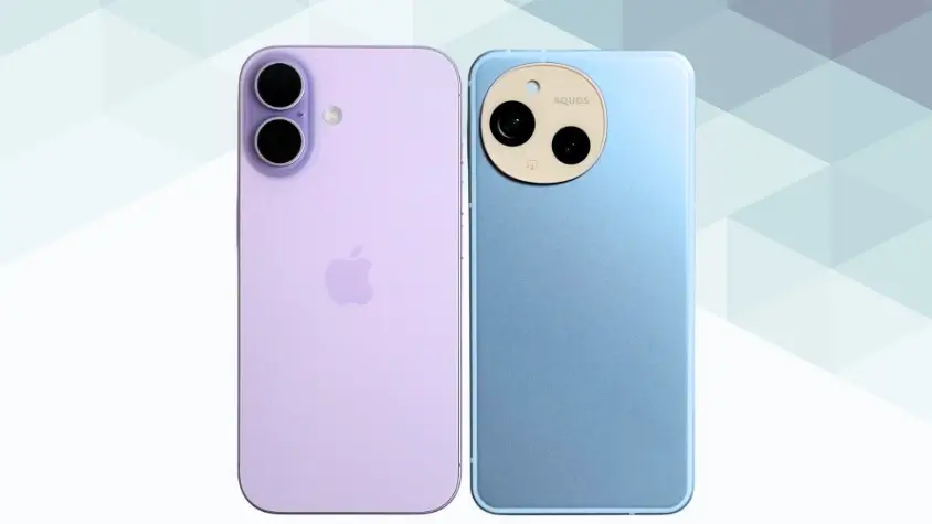 iPhone17とAQUOS sense9を徹底比較!気になる価格や性能の違いは? 3 iPhone17とAQUOS sense9を比較 背面デザイン イメージ画像