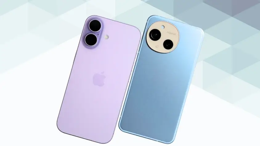 iPhone17とAQUOS sense9を徹底比較!気になる価格や性能の違いは? 6 iPhone17とAQUOS sense9を比較 背面デザイン イメージ画像