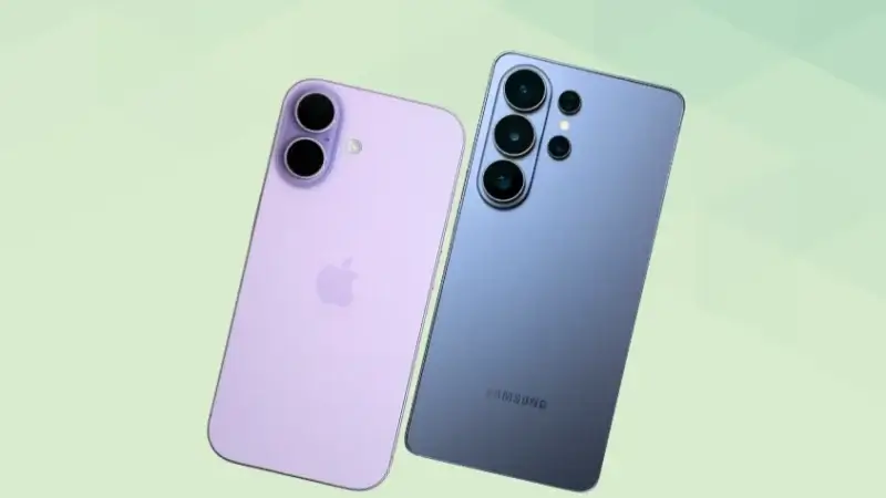 iPhone17とGalaxy S26 Ultraを比較して違いを解説|どっちを買うべき? 4 iPhone17とGalaxy S26 Ultraの比較 背面デザイン 斜め